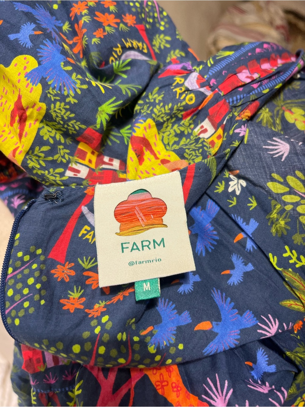 FARM Rio V-Neck Tiered Midi Dress in Multicolor Print Sz M - Picture 7 of 9
